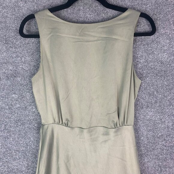 BHLDN Beckett Green Sage Sleeveless Maxi Dress Satin Gown Size 4 - Picture 4 of 12